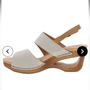 Dansko Tamia Sandal, 38, Cream color, wedge heel